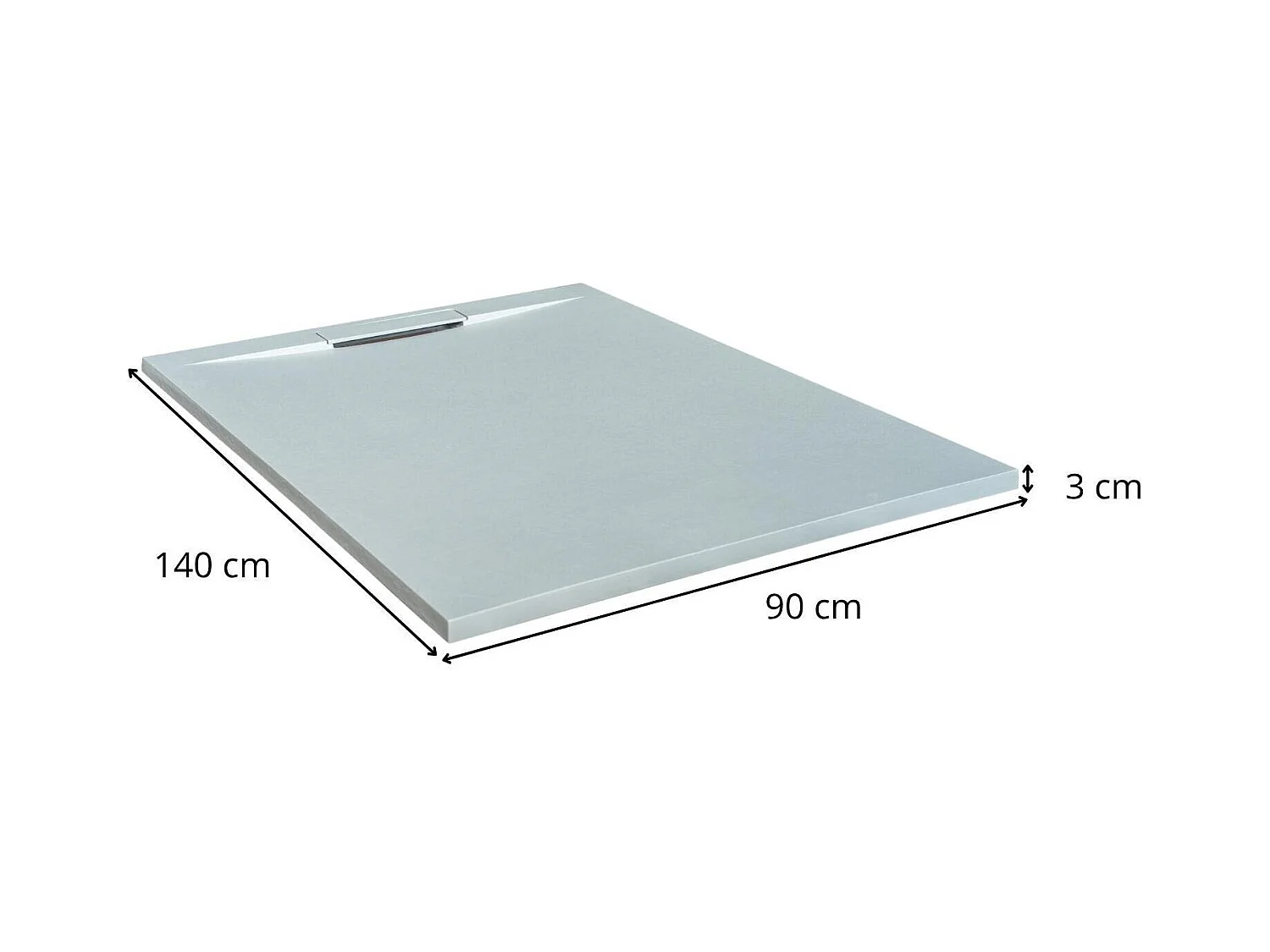 Receveur de douche aspect pierre extra-plat gris clair - Bonde incluse