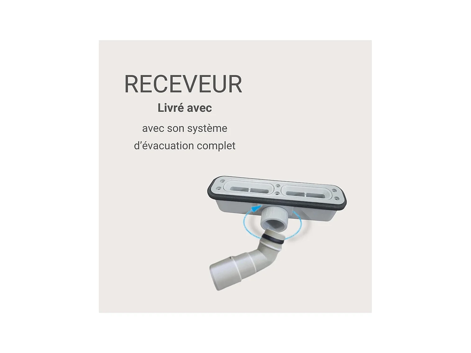 Receveur de douche aspect pierre extra-plat gris clair - Bonde incluse