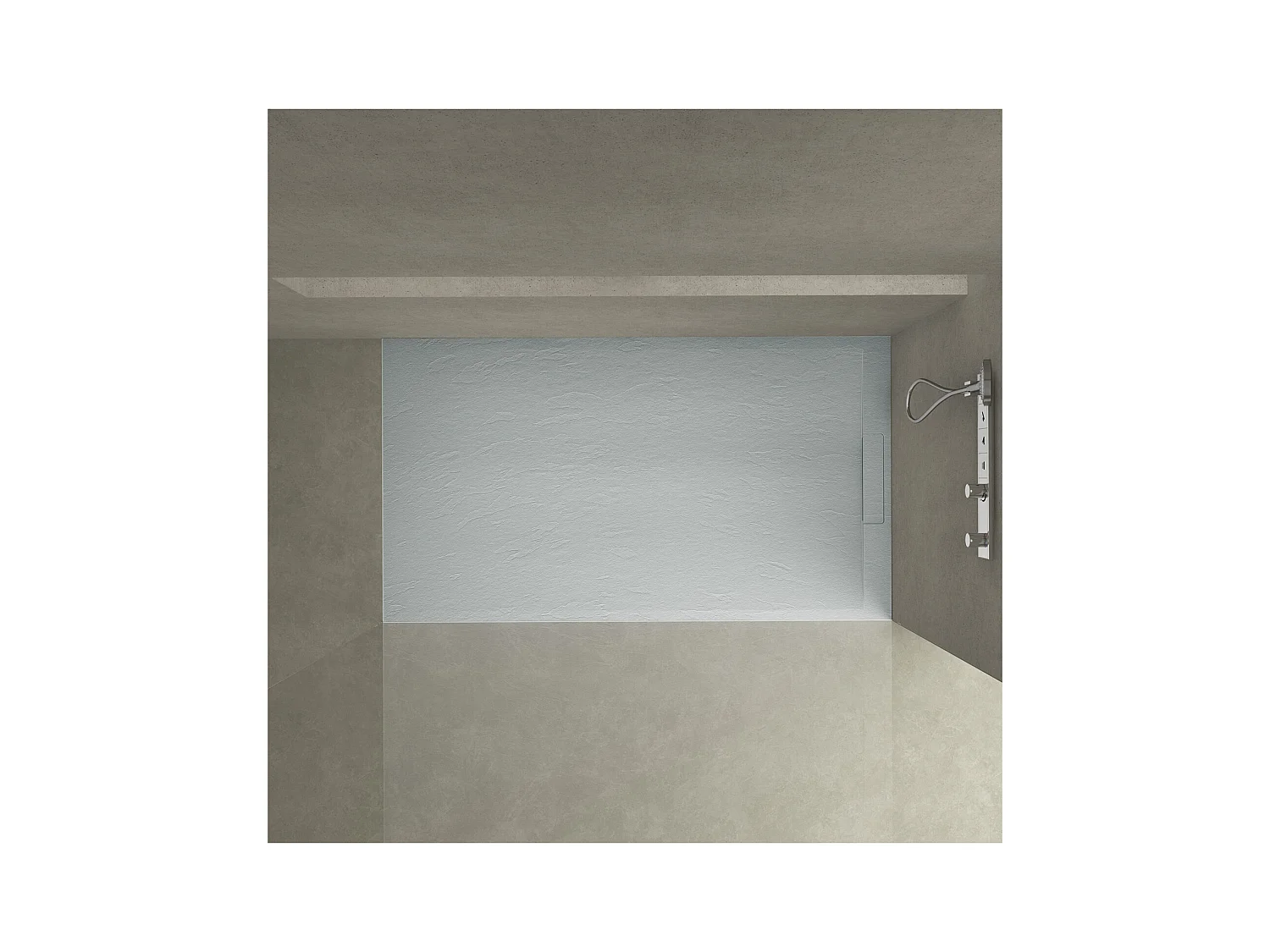 Receveur de douche aspect pierre extra-plat gris clair - Bonde incluse