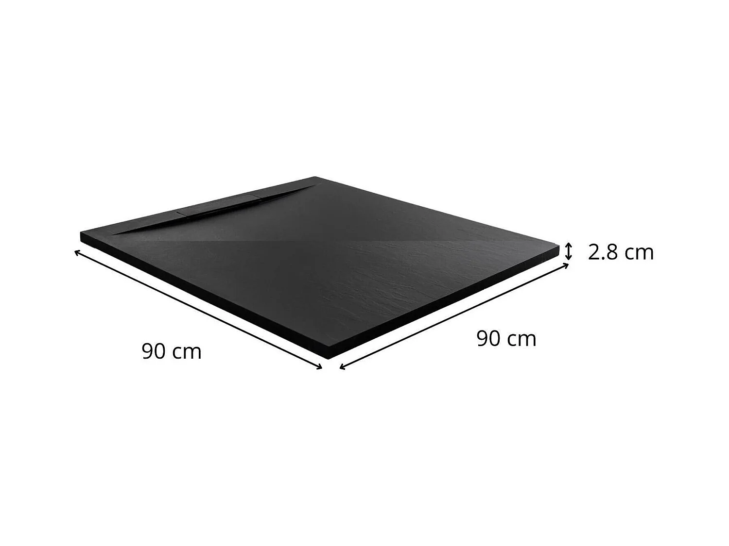 Receveur de douche aspect pierre extra-plat noir - Bonde incluse