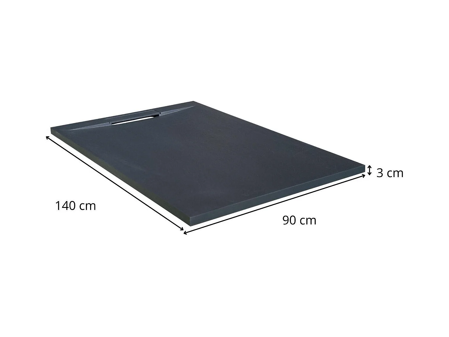 Receveur de douche aspect pierre extra-plat gris anthracite - Bonde incluse