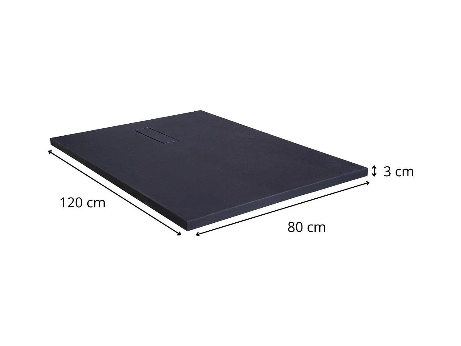 Receveur de douche aspect pierre extra-plat gris anthracite - Bonde incluse