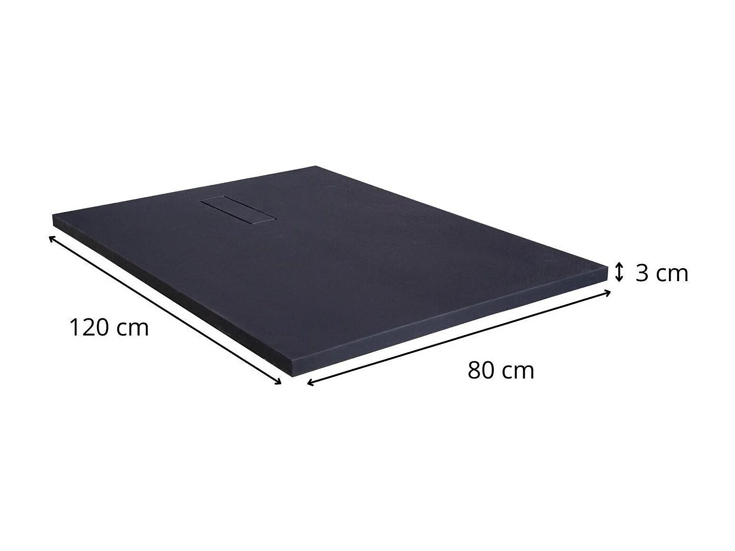 Base de duche extraplana com efeito de pedra cinzenta antracite - Inclui ralo 120x80