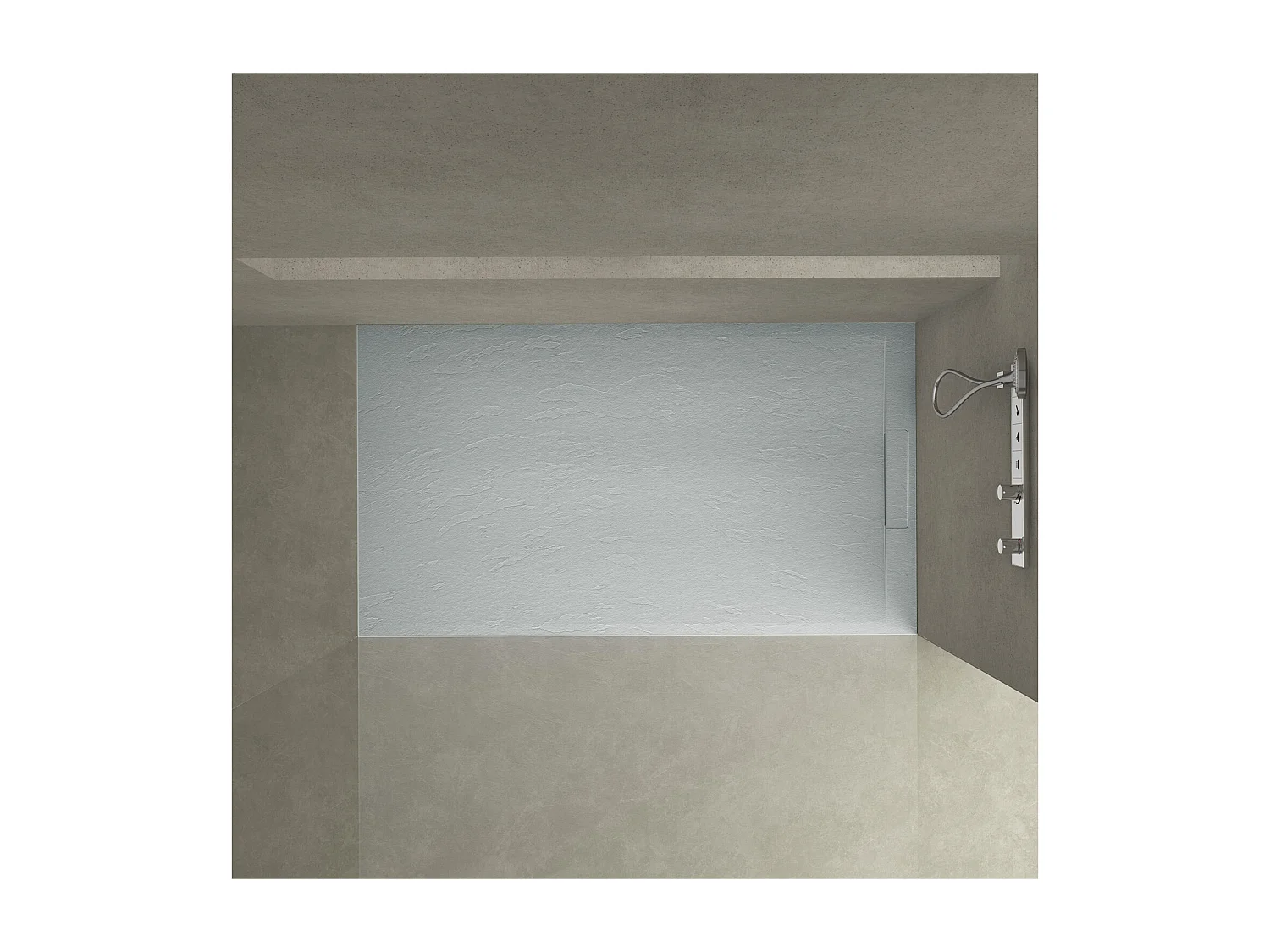 ONA extra vlakke douchebak in lichtgrijze steenlook 120x80