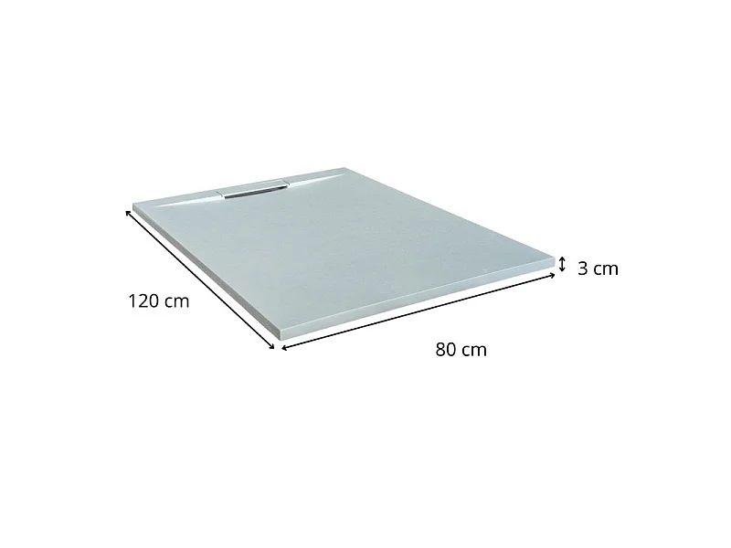 Plato de ducha extraplano ONA efecto piedra gris claro 120x80