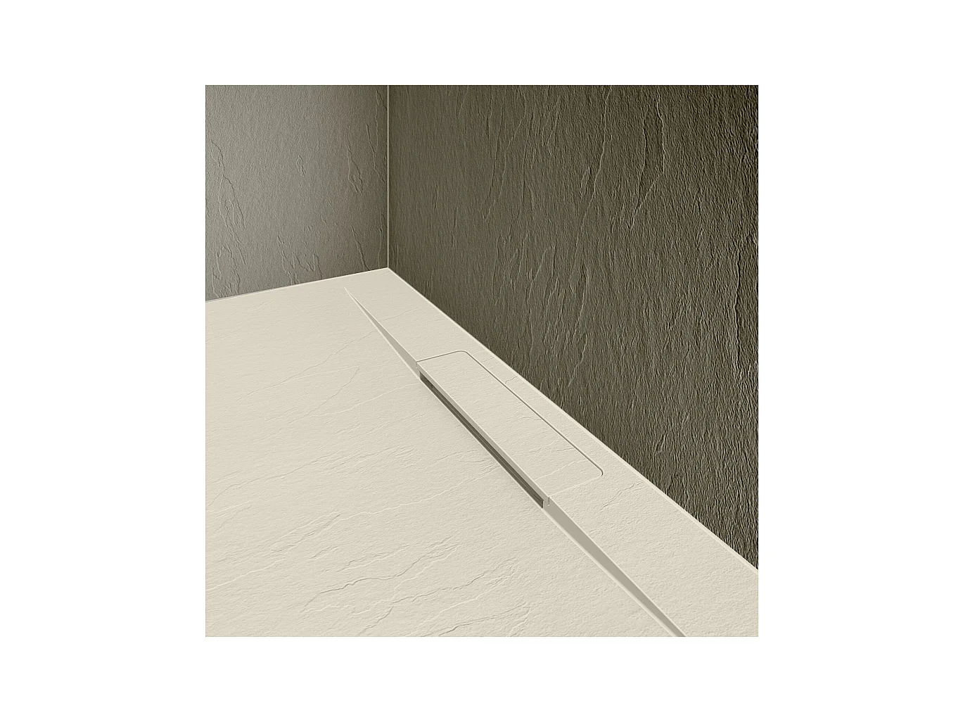 Receveur de douche aspect pierre extra-plat sable - Bonde incluse