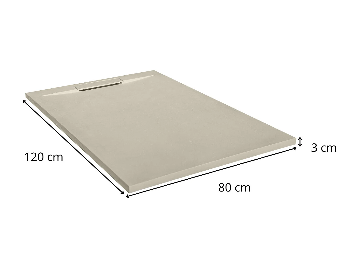 ONA extra vlakke douchebak met zandkleurige leisteenlook 120x80