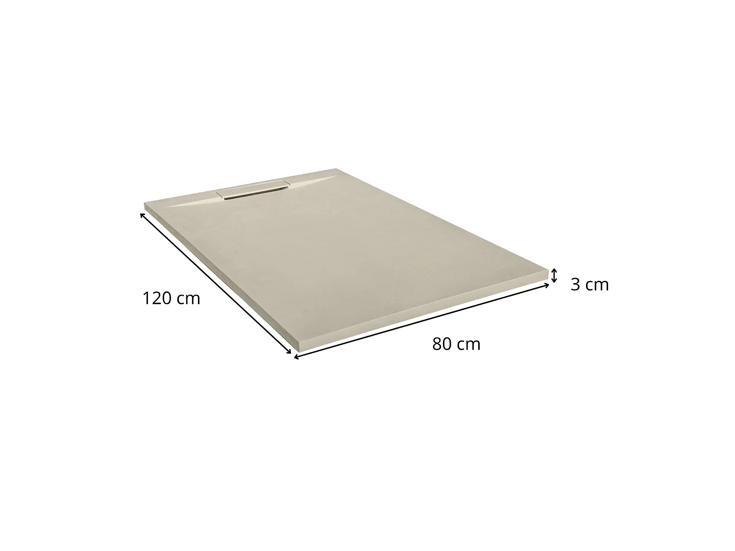 ONA extra vlakke douchebak met zandkleurige leisteenlook 120x80