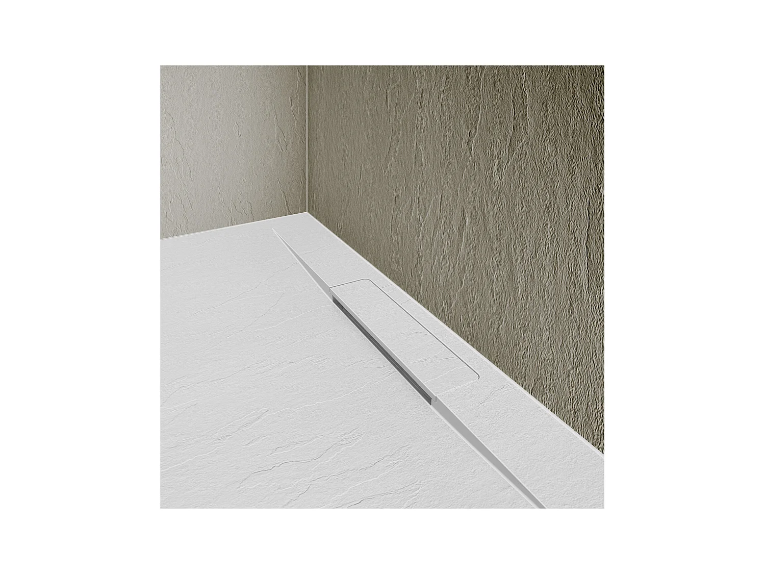 Plato de ducha extraplano ONA efecto piedra blanca 90x90