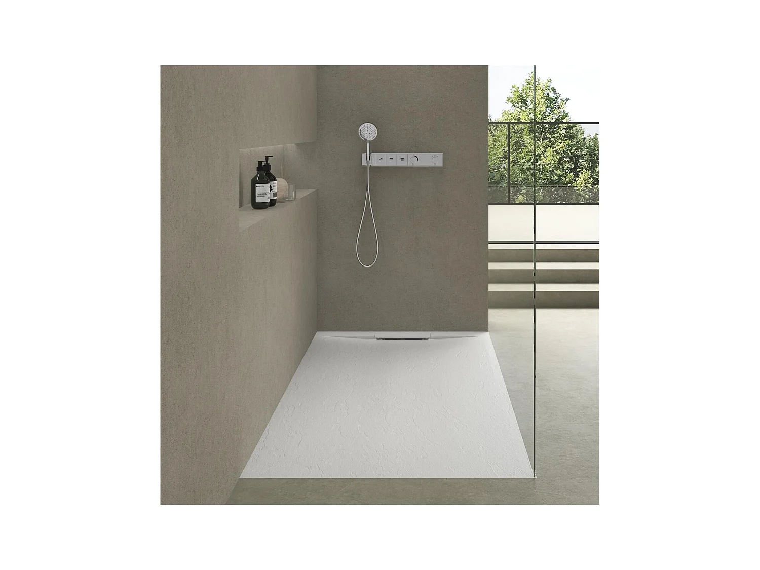 Receveur de douche aspect pierre extra-plat blanc