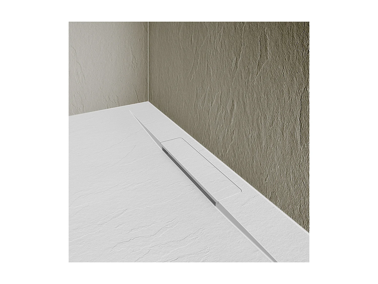 ONA extra vlakke witte douchebak met steenlook 90x90