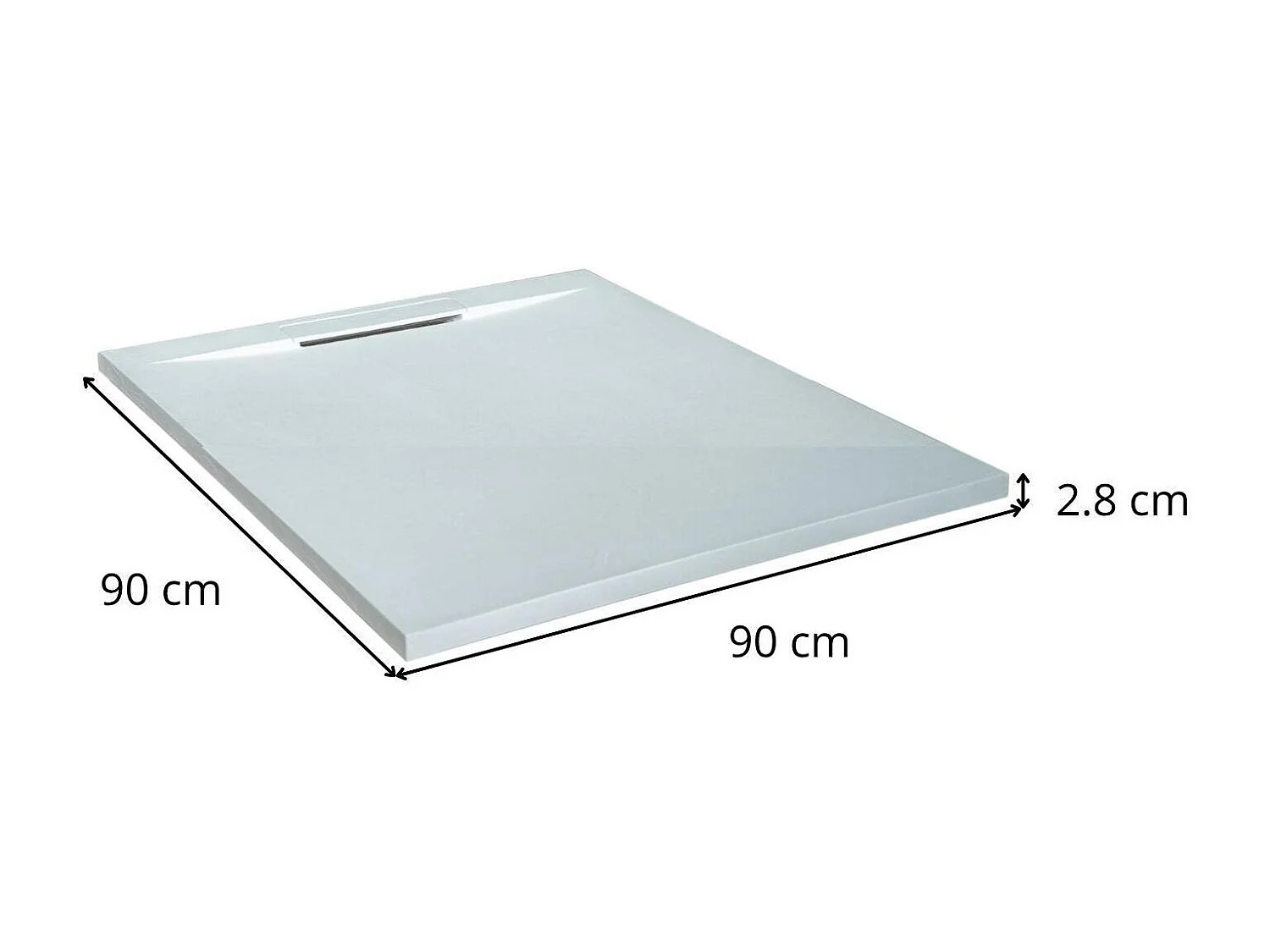 ONA extra vlakke witte douchebak met steenlook 90x90