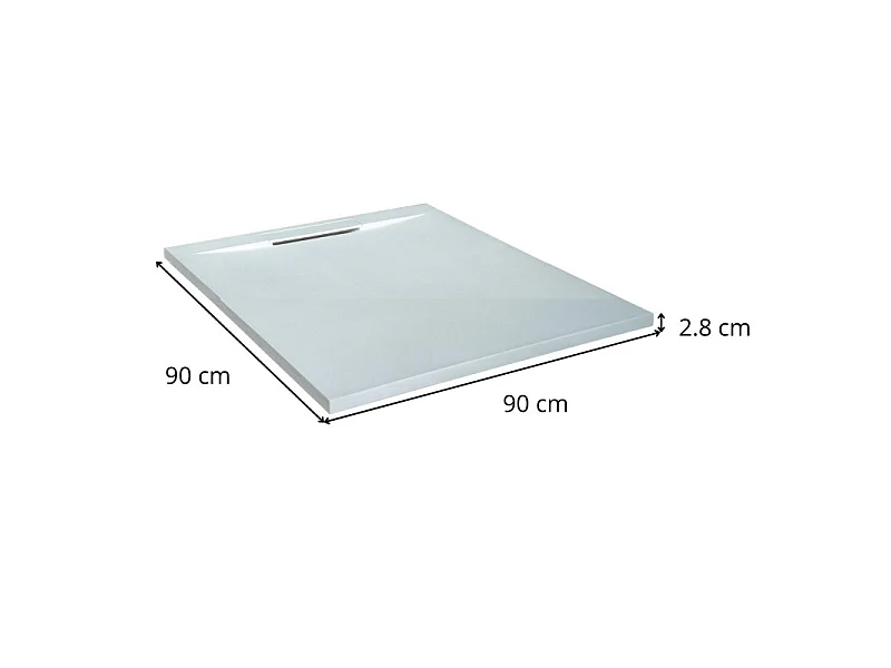 Plato de ducha extraplano ONA efecto piedra blanca 90x90