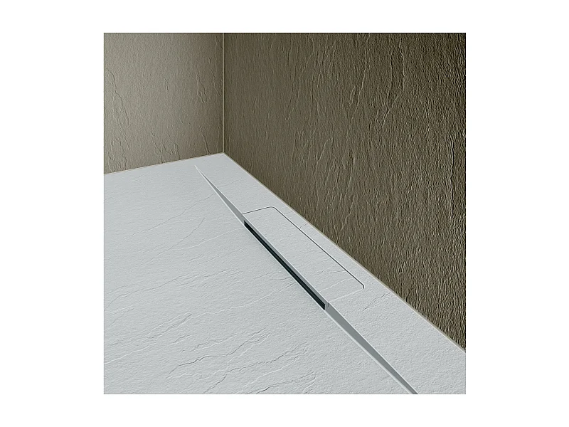 Receveur de douche aspect pierre extra-plat gris clair - Bonde incluse