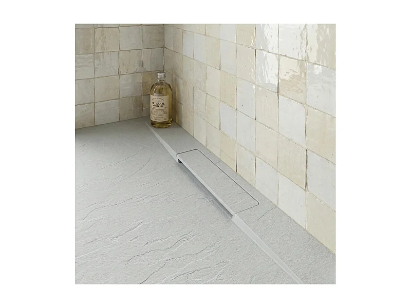 ONA extraflache hellgraue Duschwanne in Steinoptik 90x90