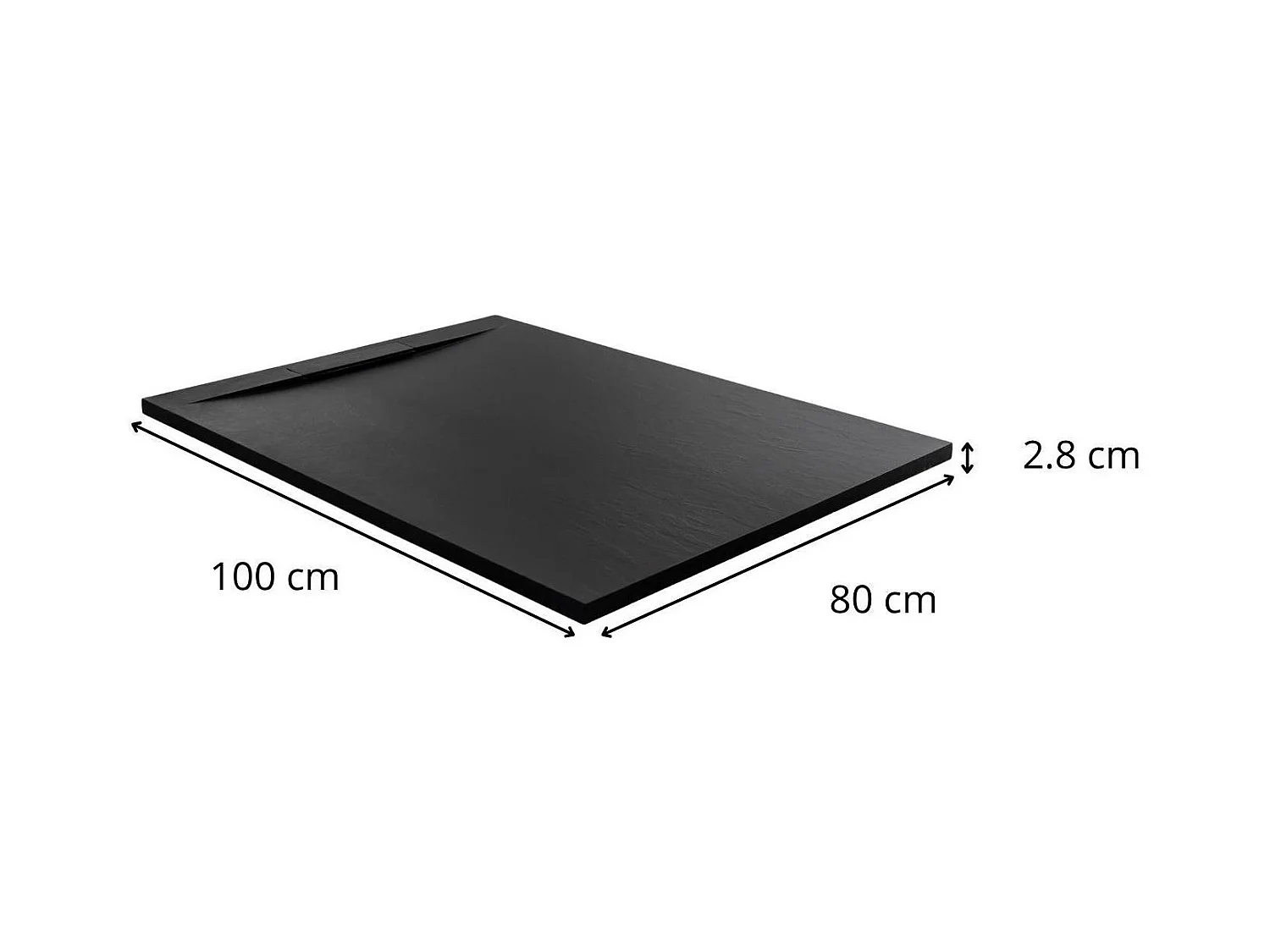 Receveur de douche aspect pierre extra-plat noir - Bonde incluse