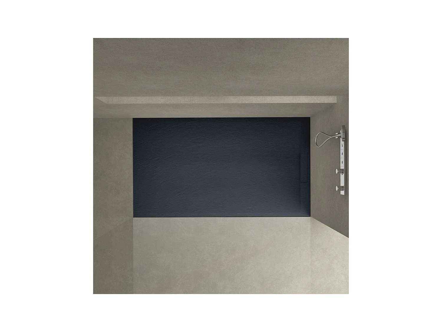 Receveur de douche aspect pierre extra-plat noir - Bonde incluse