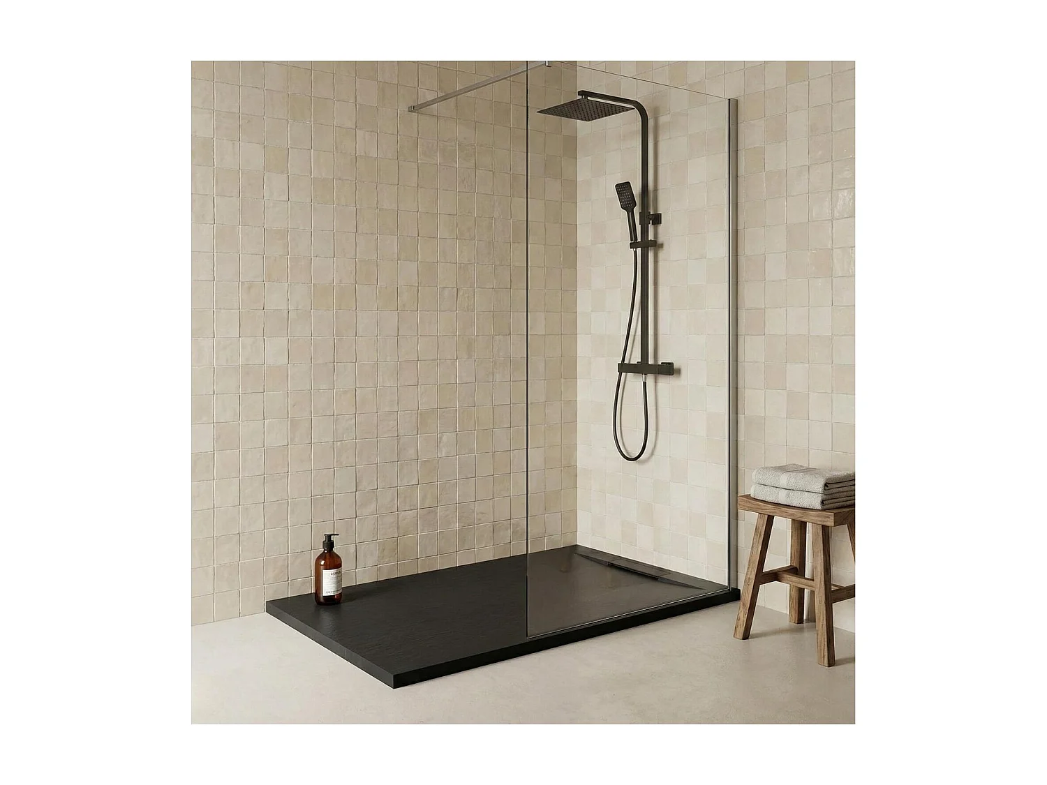 ONA extra vlakke douchebak in leisteenlook 100x80