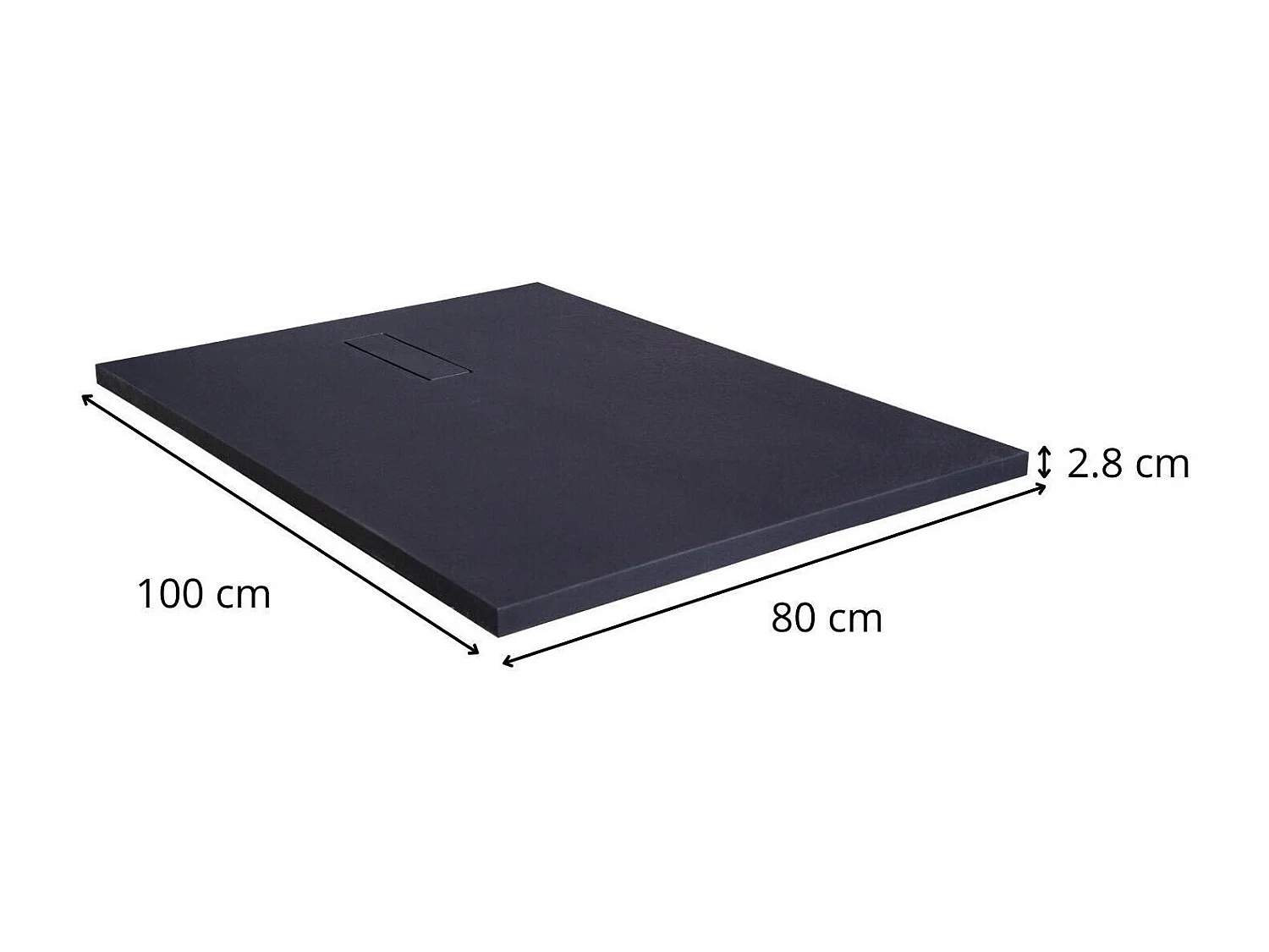 Extraflache Duschwanne in Anthrazitgrau mit Steinoptik – Abfluss inklusive 100x80