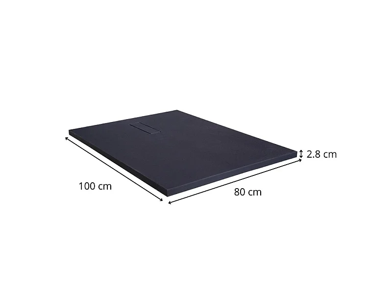 Piatto doccia extrapiatto effetto pietra grigio antracite - Piletta inclusa 100x80