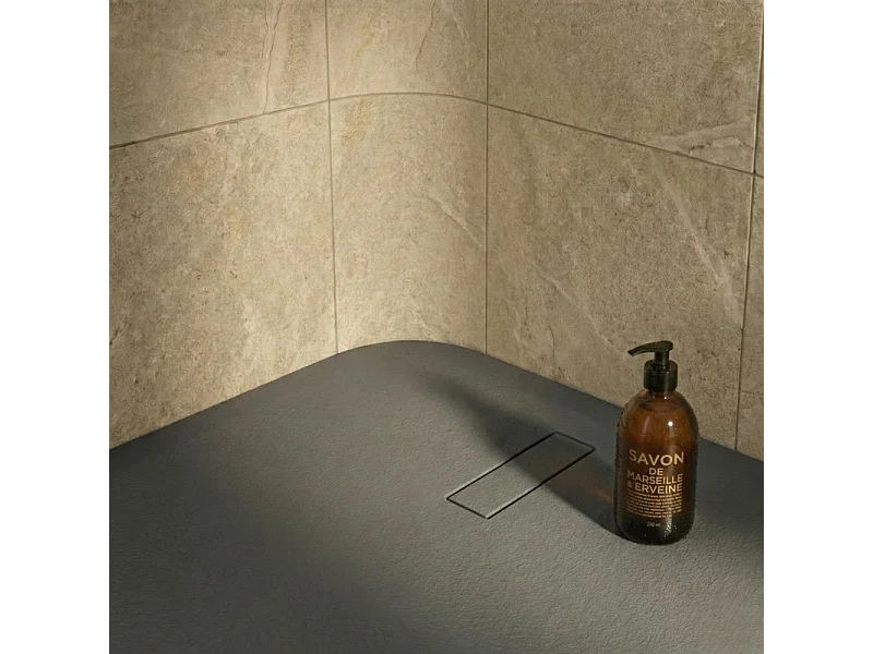 Piatto doccia extrapiatto effetto pietra grigio antracite - Piletta inclusa 100x80