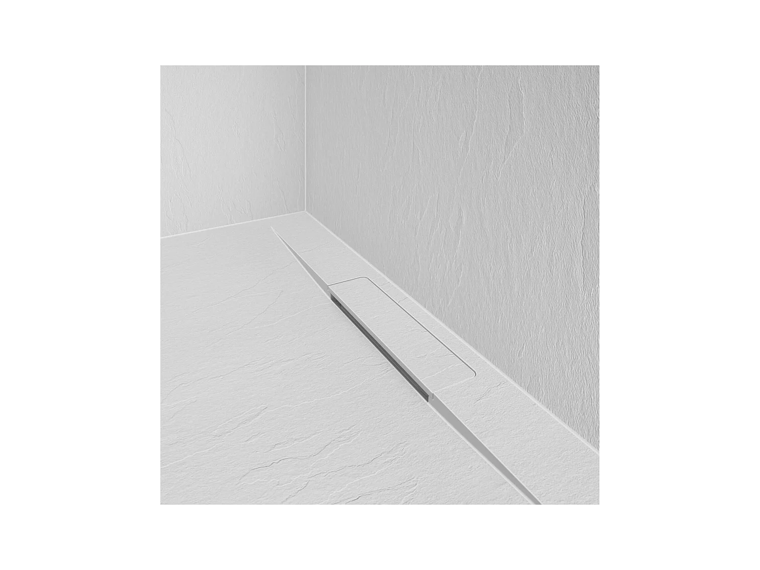 Receveur de douche aspect pierre extra-plat blanc - Bonde incluse
