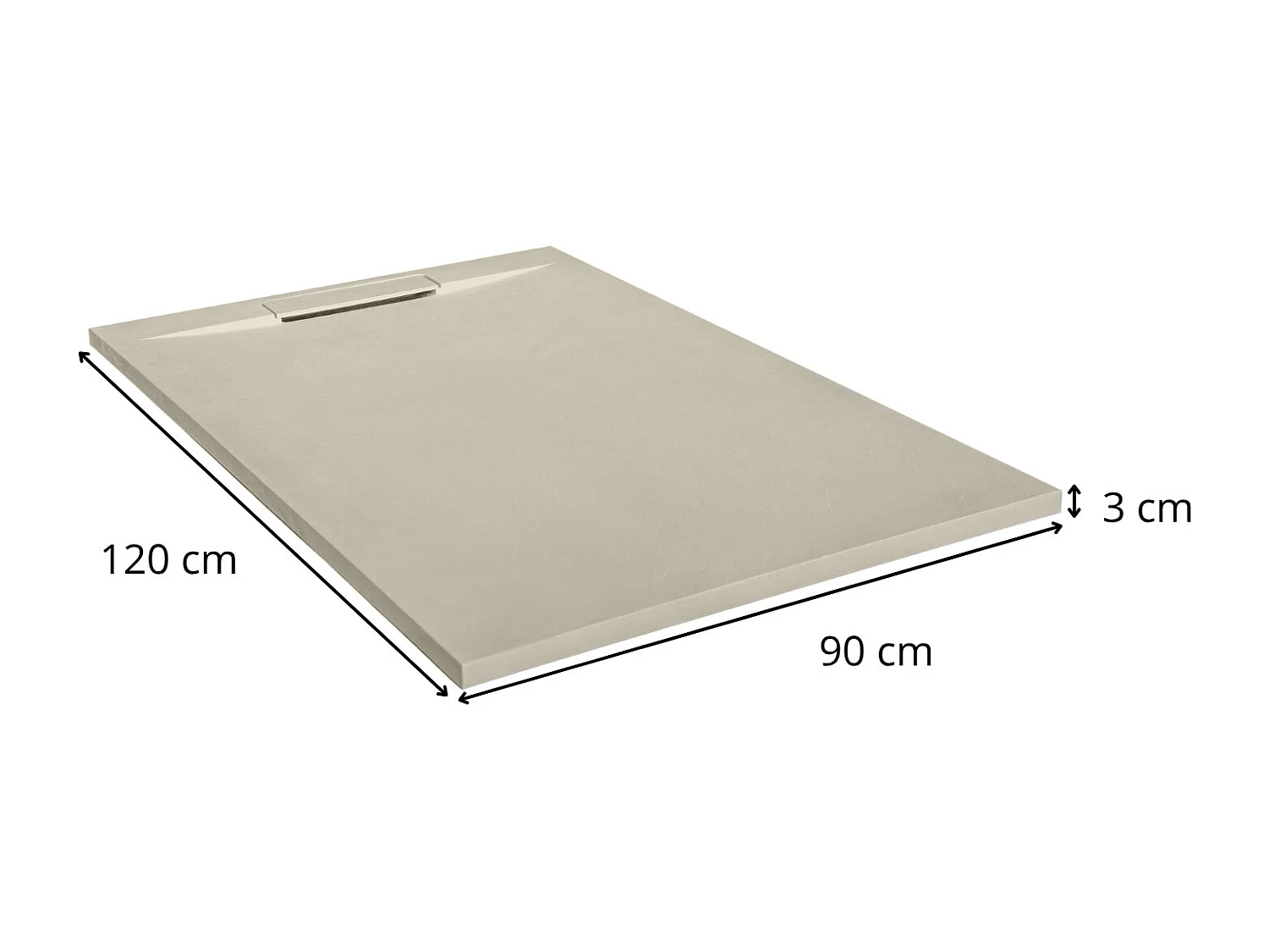 ONA extra vlakke douchebak met zandkleurige leisteenlook 120x90