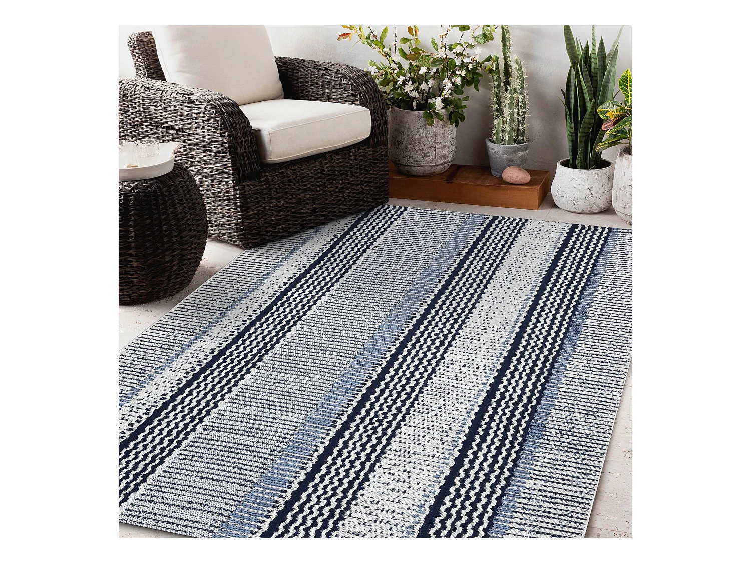 Sisal tapijt SISAL COLOR 47276/396 Strepen witkleuring 140x200 cm
