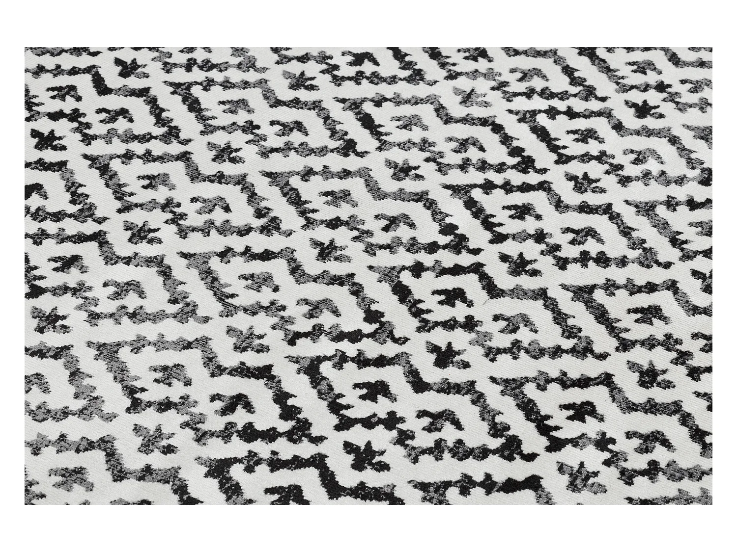 Modern tapijt MUNDO E0621 geometrisch outdoor beige / zwart 140x190 cm