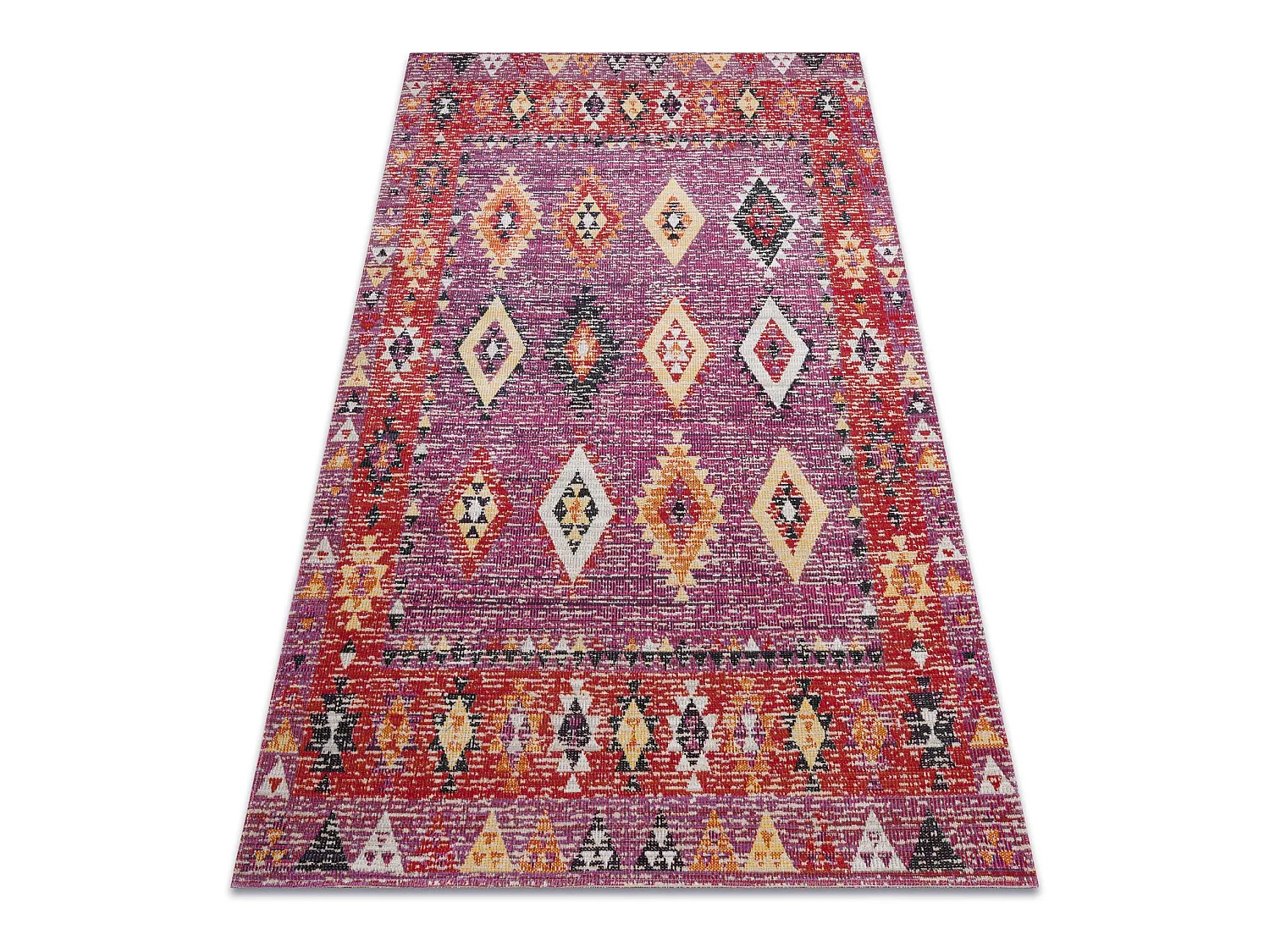 Tapis moderne MUNDO D7701 diamants boho extérieur rose / beige 180x270 cm