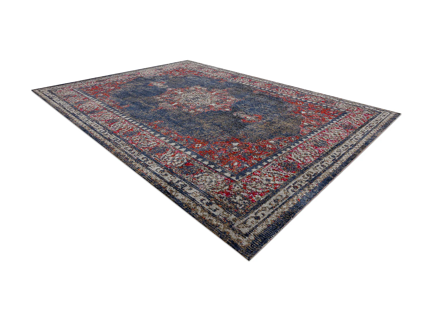 Modern tapijt MUNDO E0551 ornament, kader vintage outdoor rood / zwart 160x220 cm