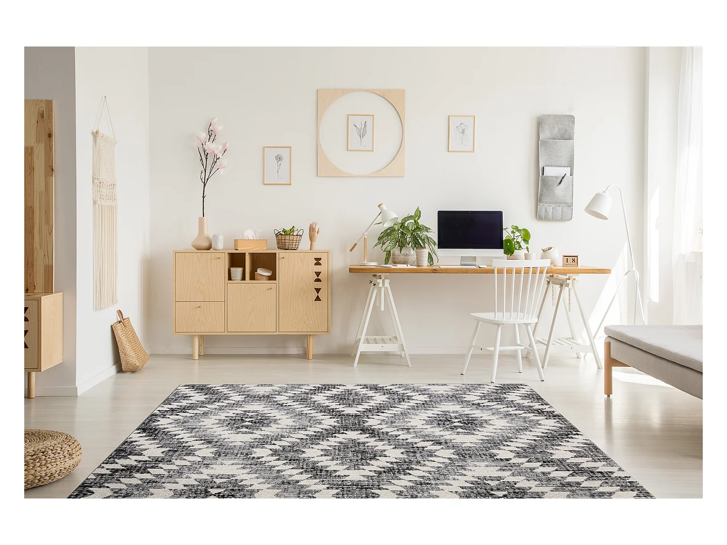 Modern tapijt MUNDO D7461 diamonds 3D outdoor grijs / beige 200x290 cm