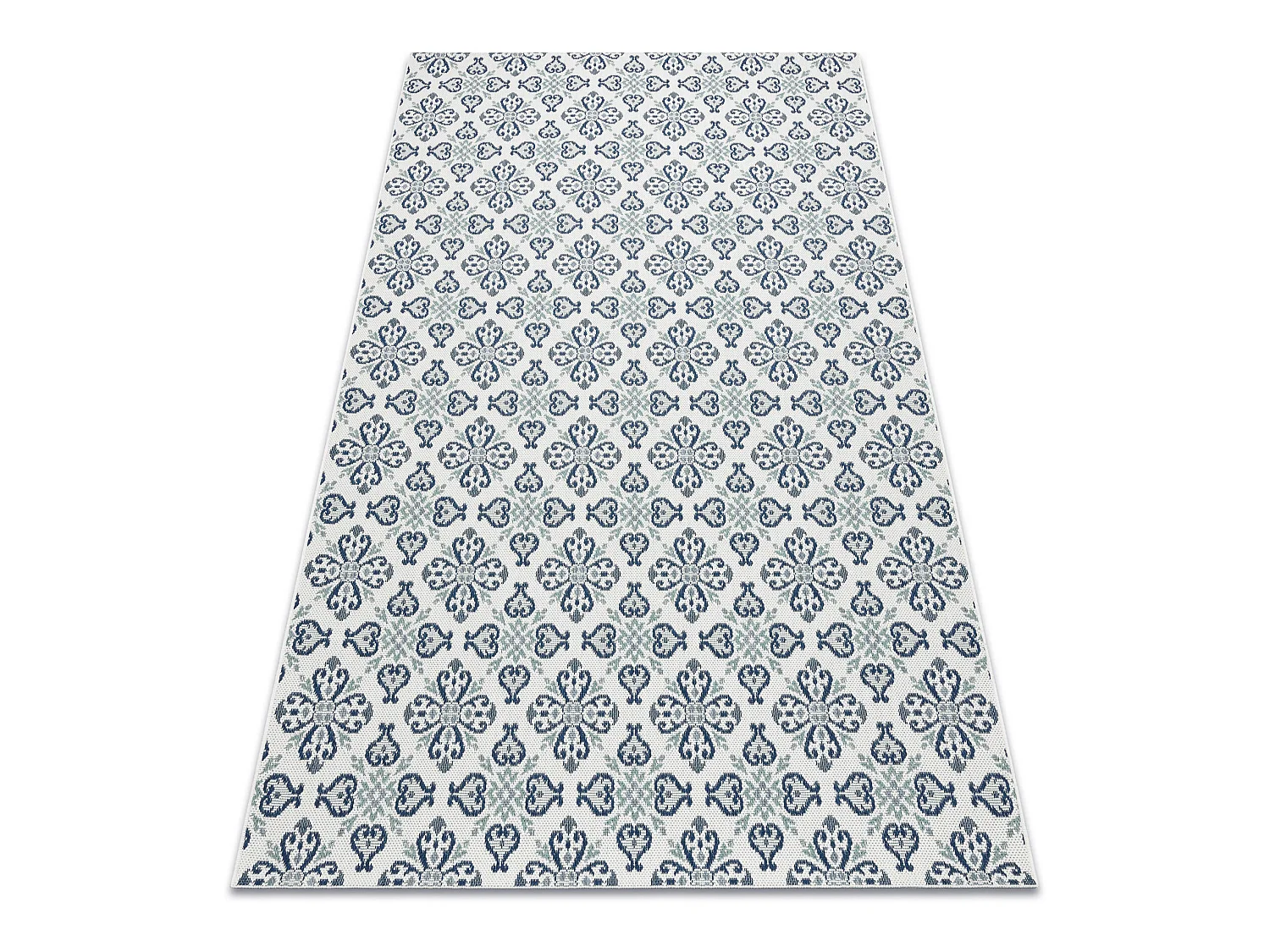 Sisal tapijt SISAL COLOR 19246/969 Bloemen wit/blauwkleuring 200x290 cm