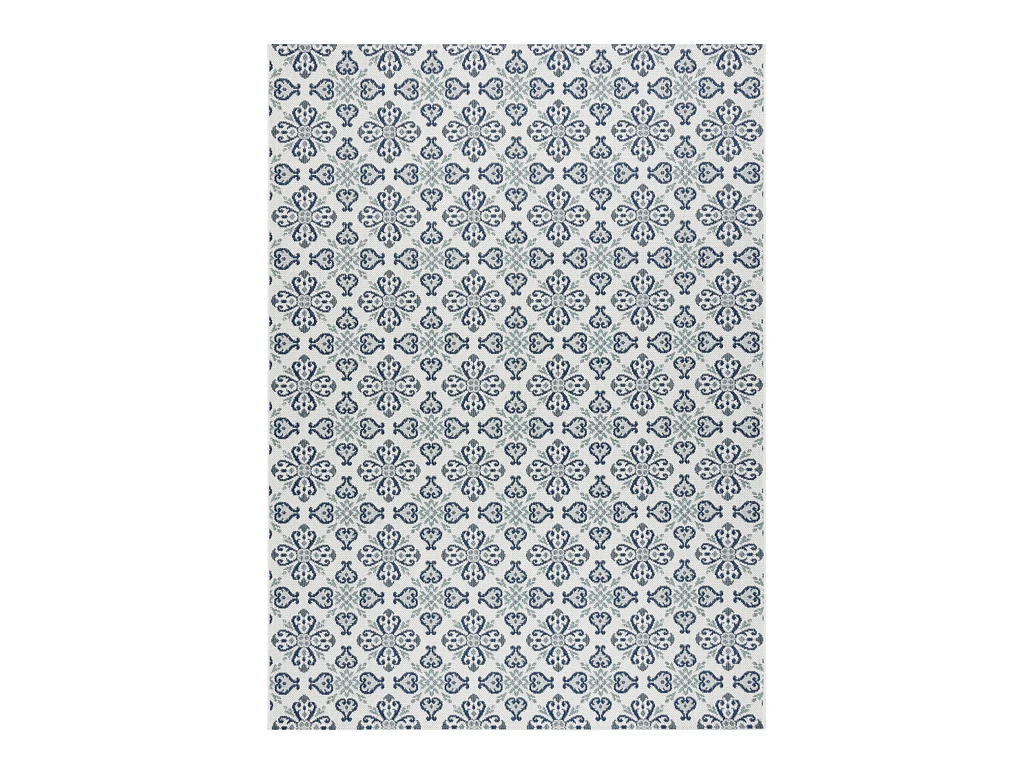 Sisal tapijt SISAL COLOR 19246/969 Bloemen wit/blauwkleuring 200x290 cm