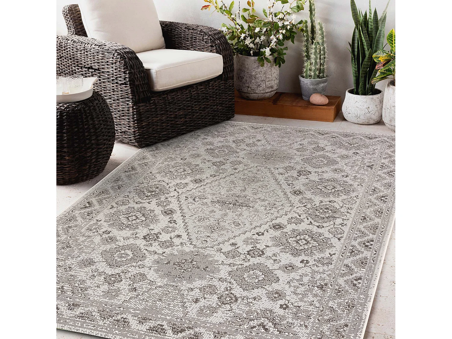 Tapis COLOR 19521260 SISAL ornement, cadre beige 160x230 cm