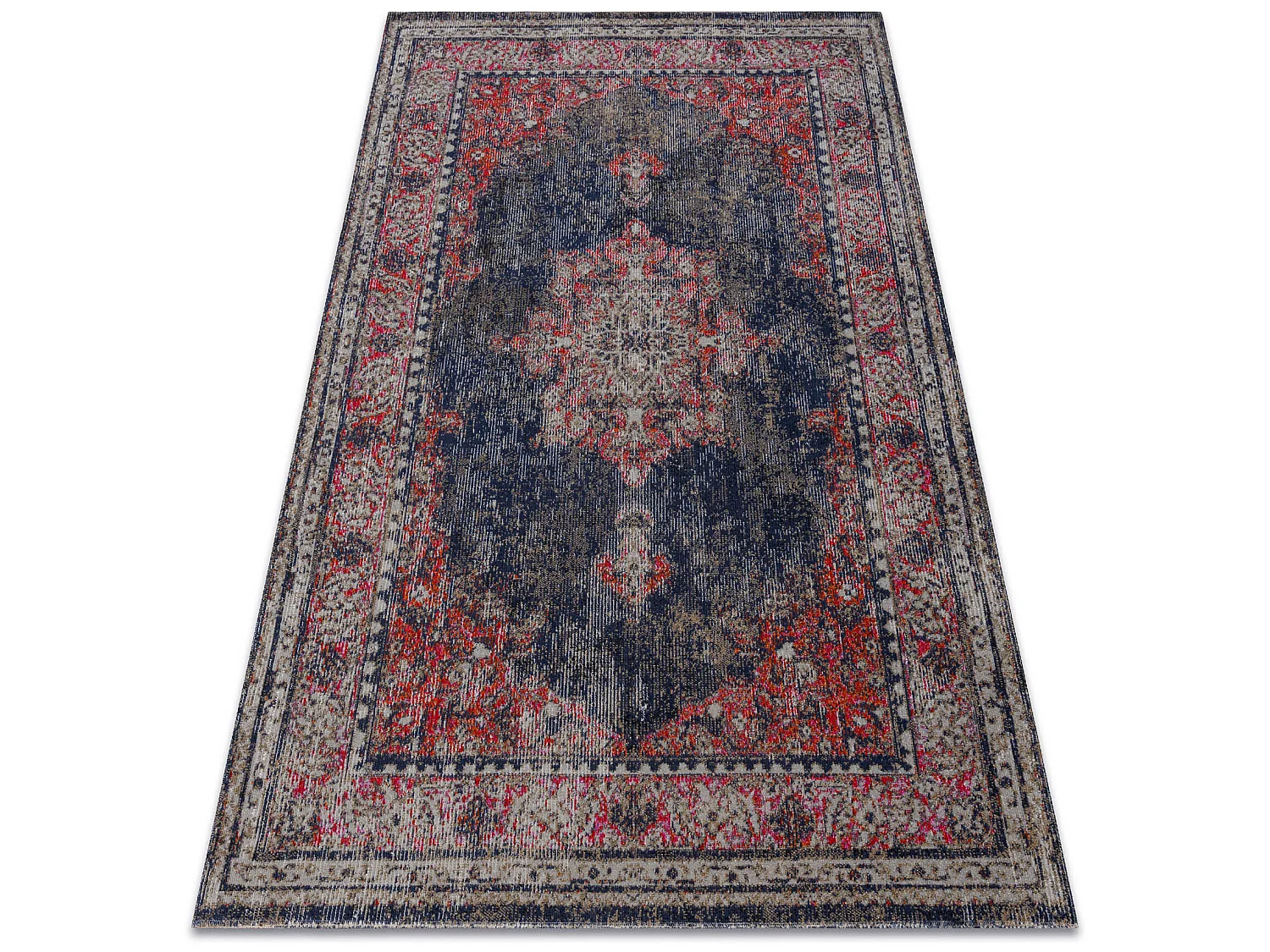 Modern tapijt MUNDO E0551 ornament, kader vintage outdoor rood / zwart 180x270 cm