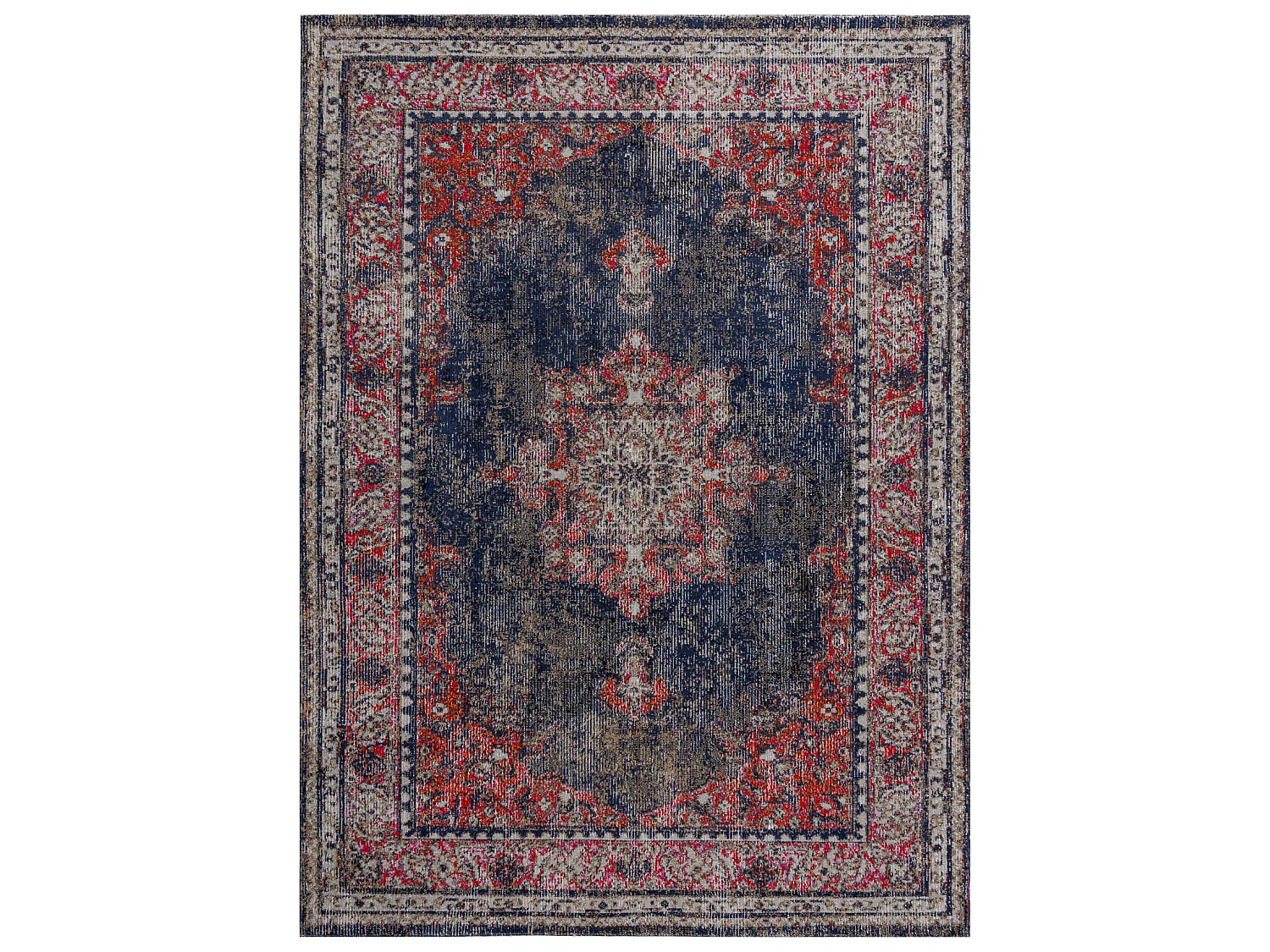 Modern tapijt MUNDO E0551 ornament, kader vintage outdoor rood / zwart 180x270 cm