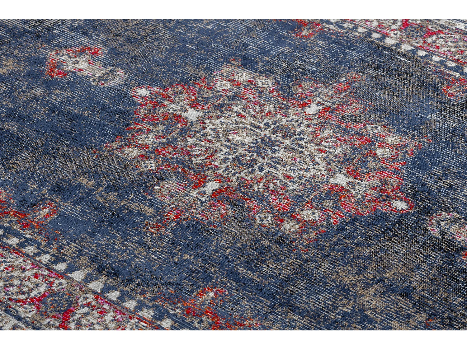 Modern tapijt MUNDO E0551 ornament, kader vintage outdoor rood / zwart 180x270 cm