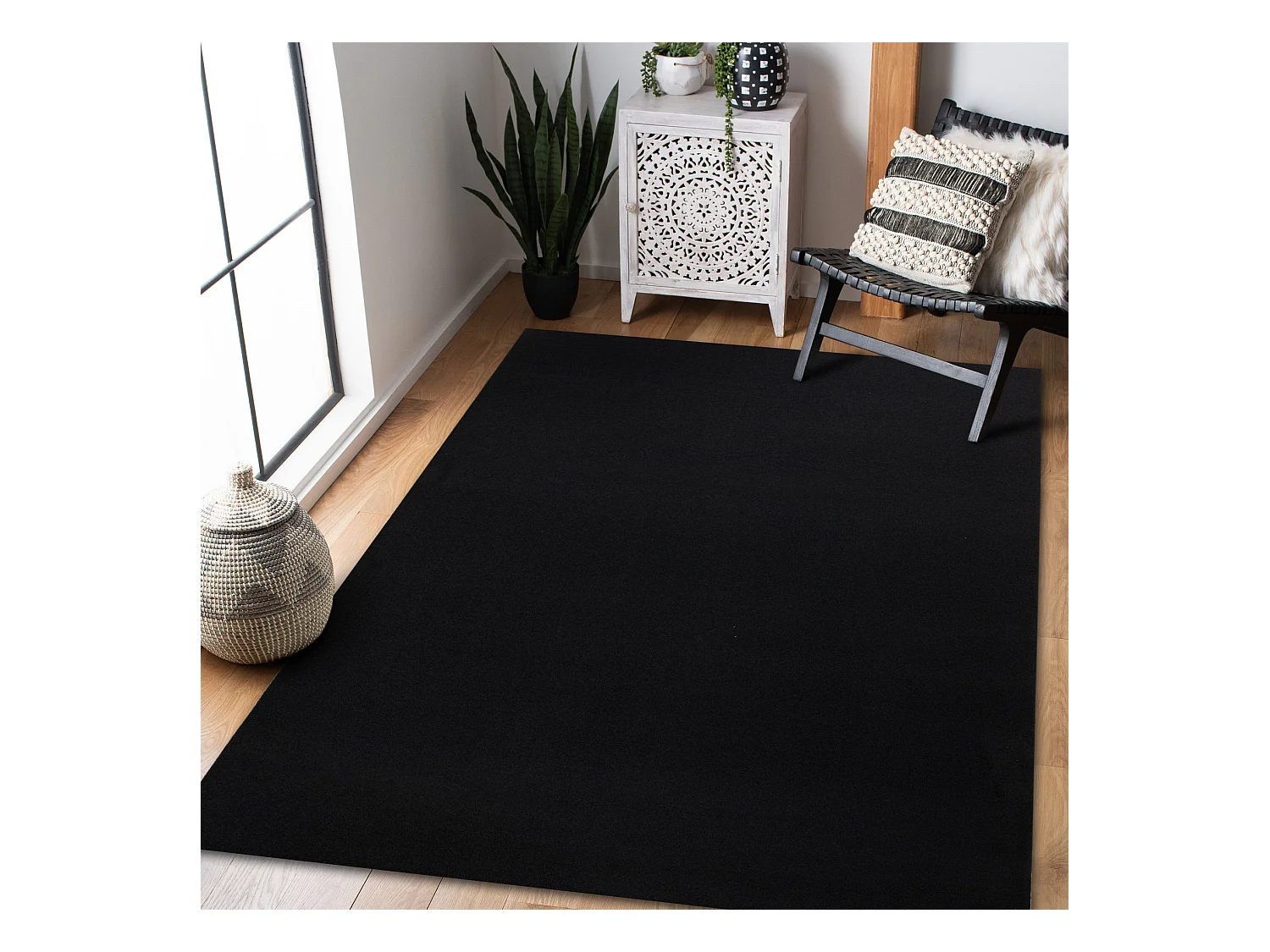 Tapis ANTIDÉRAPANT RUMBA couleur unique noir 120x200 cm