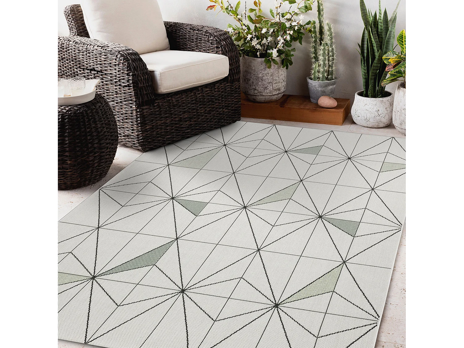 Tapis EN CORDE SIZAL COLOR 19447/062 Losanges Triangles Crème 200x290 cm