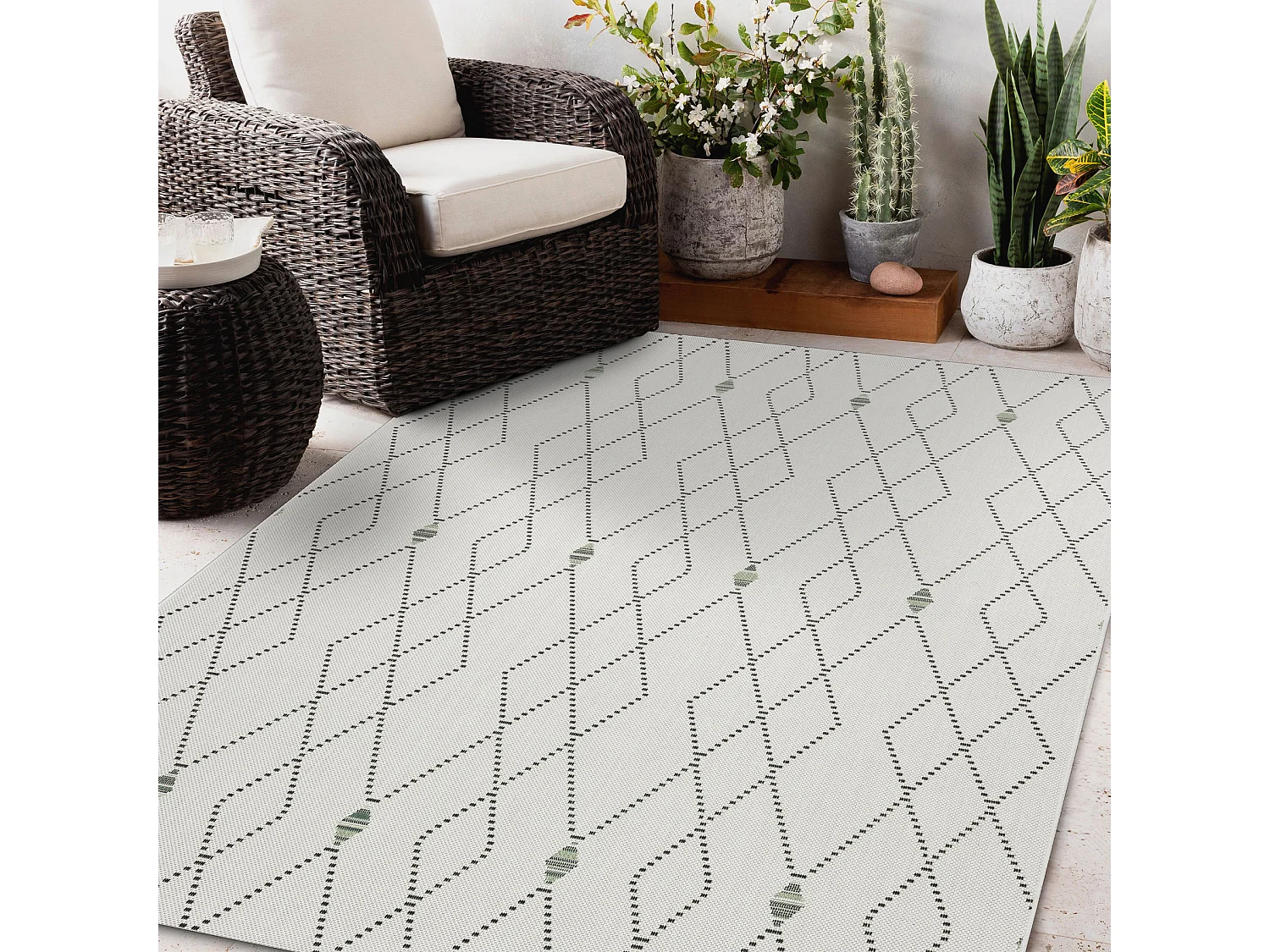 Tapis EN CORDE SIZAL COLOR 19443/062 Losanges Crème 120x170 cm