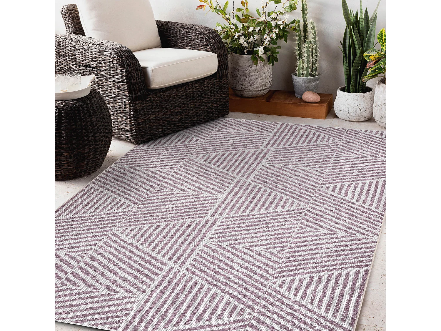 Tapijt Sisal SISAL COLOR 47176260 Lijnen, drieho , zigzag , beige / vu 160x230 cm