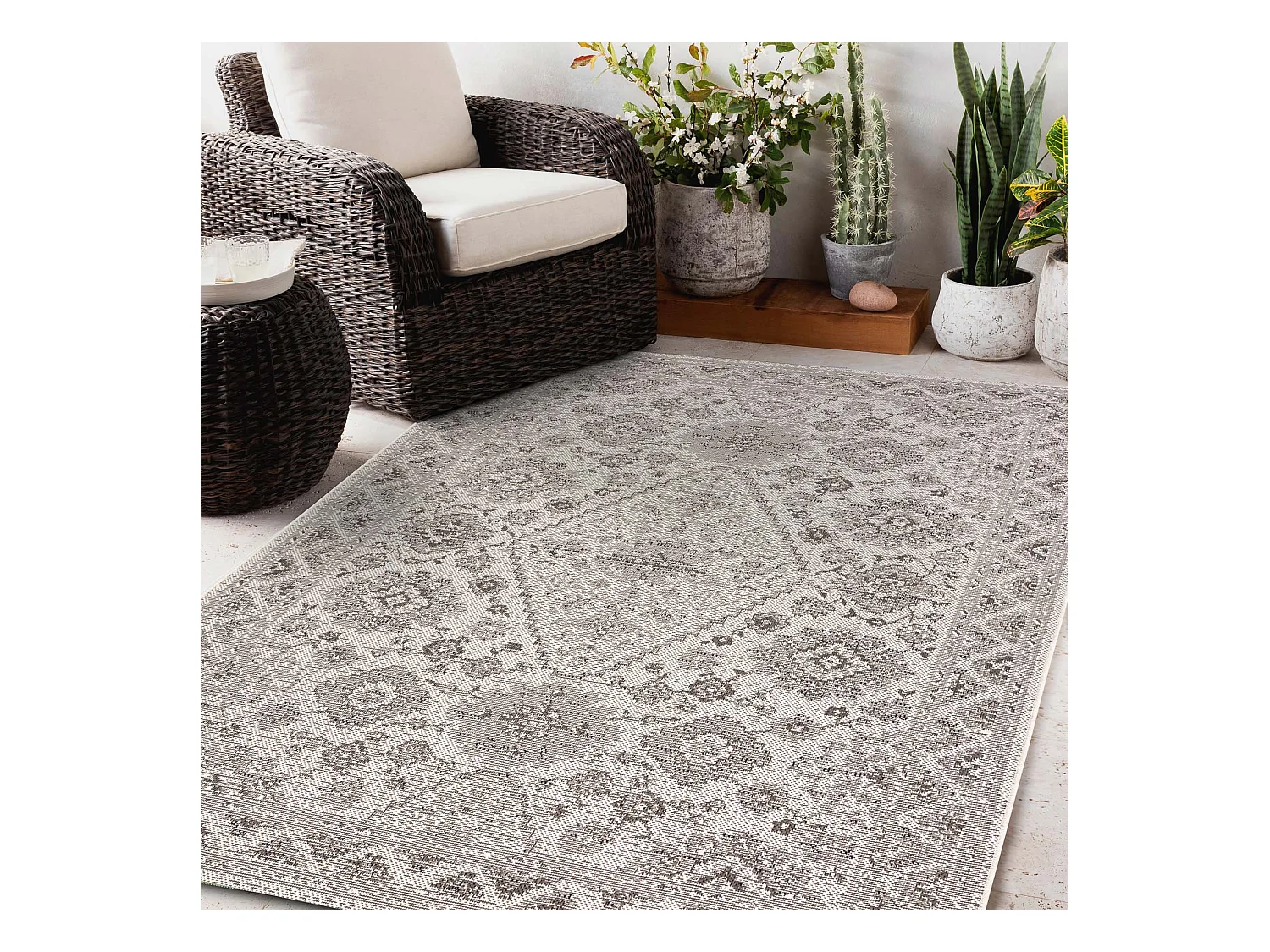 Tapis COLOR 19521260 SISAL ornement, cadre beige 80x150 cm