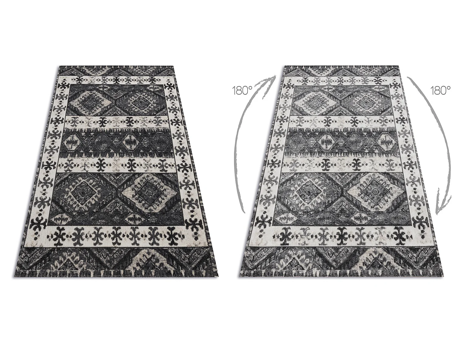 Modern tapijt MUNDO E0651 etnisch outdoor beige / zwart 140x190 cm