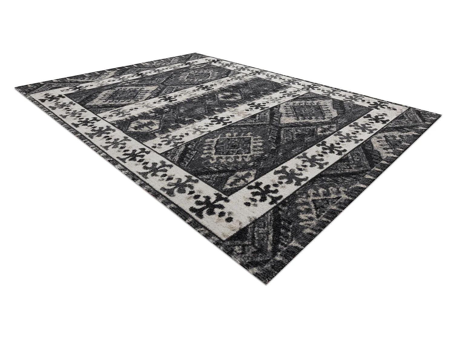 Modern tapijt MUNDO E0651 etnisch outdoor beige / zwart 140x190 cm