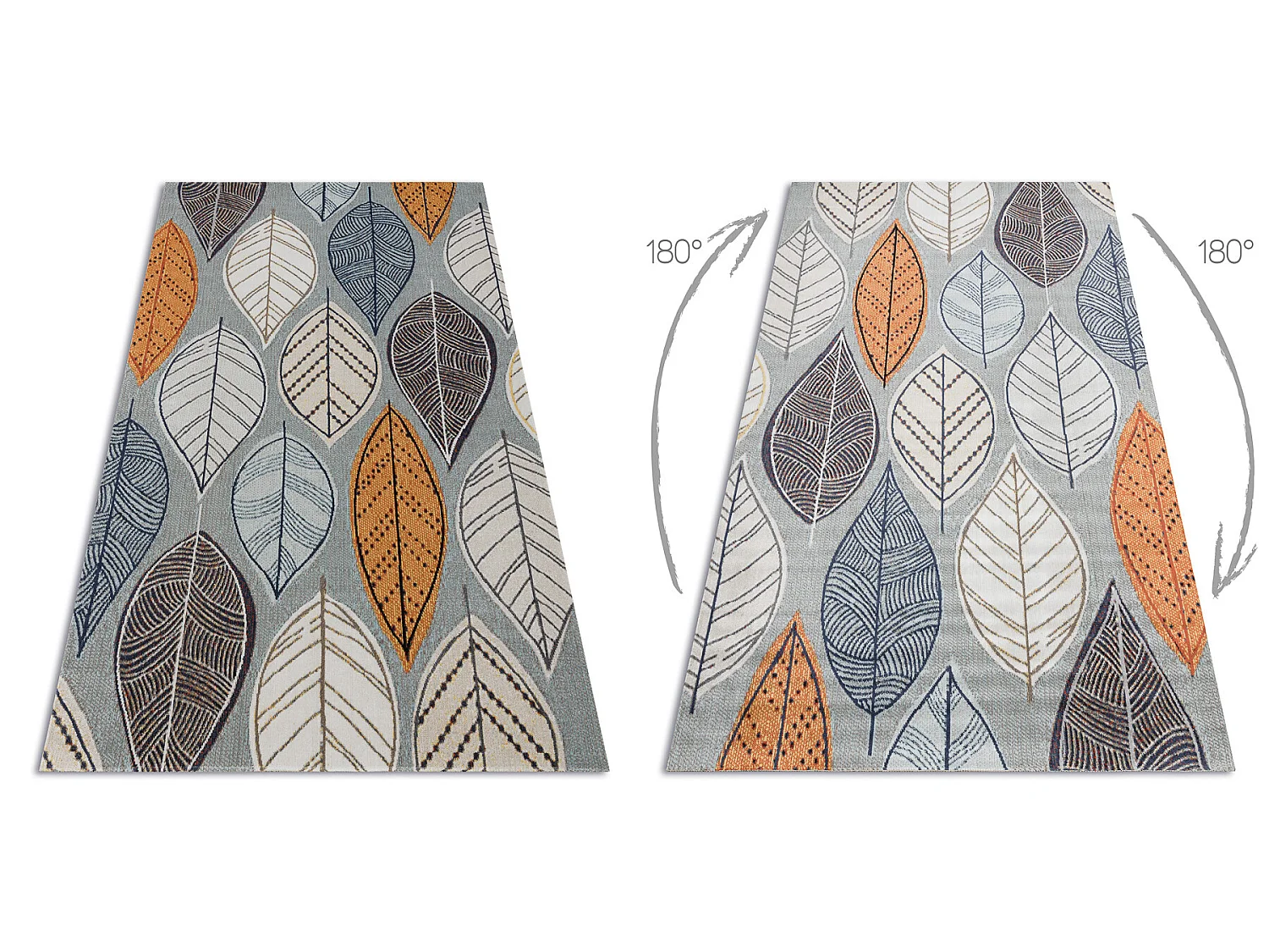 Tapis moderne MUNDO E0641 feuilles extérieur bleu / beige 140x190 cm