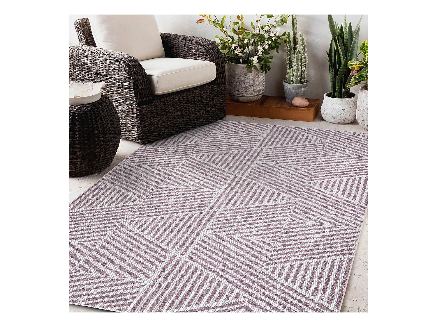 Tapijt Sisal SISAL COLOR 47176260 Lijnen, drieho , zigzag , beige / vu 140x200 cm