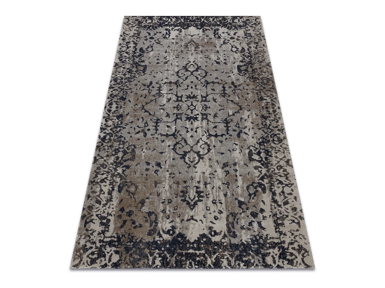 Modern tapijt MUNDO E0681 ornament, kader vintage outdoor beige / zwar 140x190 cm