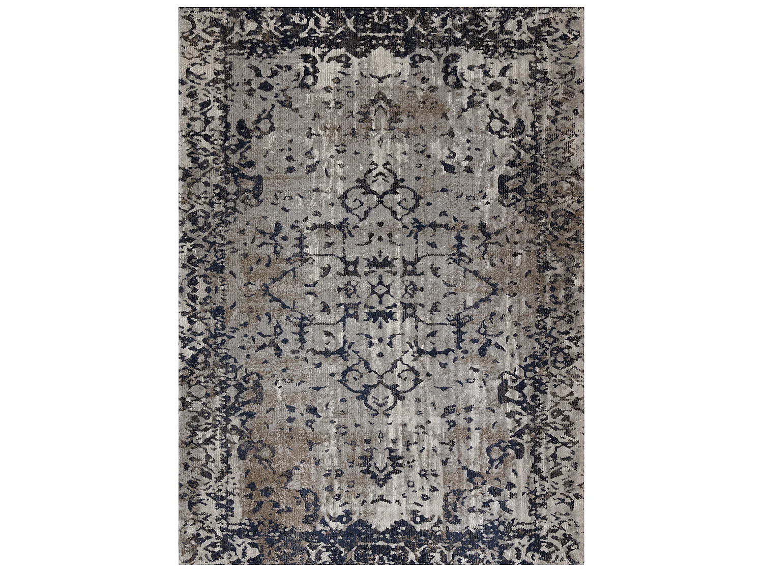 Modern tapijt MUNDO E0681 ornament, kader vintage outdoor beige / zwar 140x190 cm