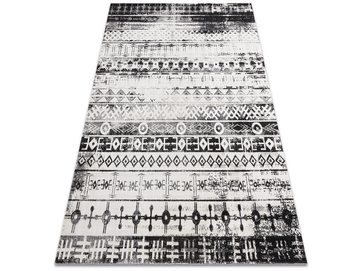 Modern tapijt MUNDO E0592 etnisch outdoor beige / zwart 120x170 cm